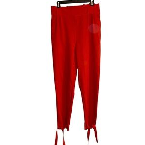 grace karin red paper bag dress pants w/ ties at the ankle